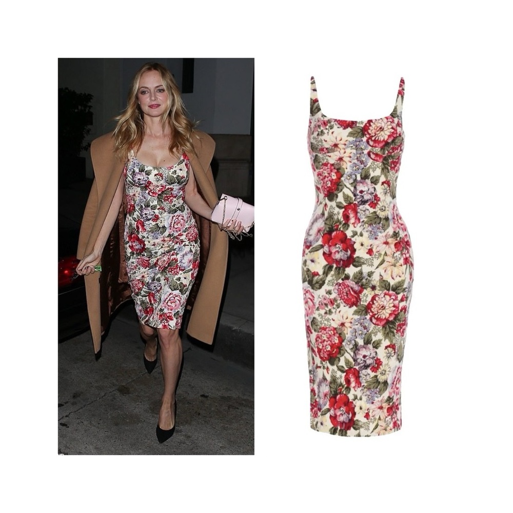 Dolce & Gabbana D&G Vintage Y2K Floral Sheath Dress (Sz IT 42) Jacquard Cream